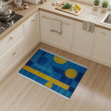 Bold Geometric Blue Yellow Abstract Area Rug