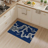 Abstract Navy Wave Area Rug