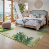 ODIKA Tropical Palm Leaf Washable Area Rug - Low Pile Non-Slip Botanical Carpet
