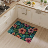 Tropical Hibiscus Monstera Leaf Area Rug