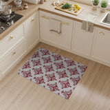 Red Damask Floral Pattern Area Rug