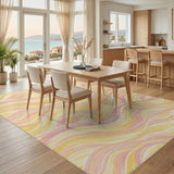 Pink Yellow Wave Abstract Area Rug