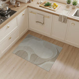Beige and Neutral Beige Abstract Flow Area Rug