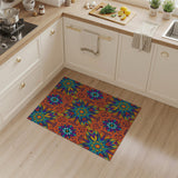 Boho Chic Multi-color and Patterns Vibrant Orange Mandala Boho Area Rug