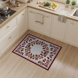 Red Berry Vine Ornate Border Rug