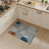 Teal Grey Abstract Geometric Geometric Modern Area Rug