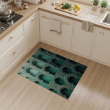 Ornate Teal Moroccan Arch Area Rug