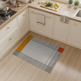 ODIKA Modern Geometric Washable Rug - Grey & Orange Color Block Low Pile Non-Slip Area Rug