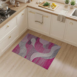Pink and Grey Abstract Wave Area Rug