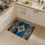 Bold Blue Teal Orange Southwestern Area Rug