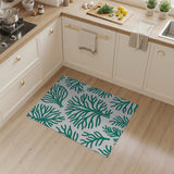 Teal Coral Fern Outline Area Rug