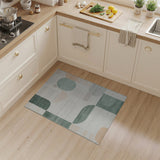 Modern Curved Geometric Green Multi-Color Area Rug