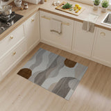 Abstract Wavy Layers Beige Area Rug