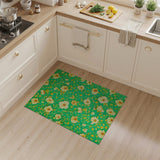 Emerald Green Yellow Floral Vintage Area Rug
