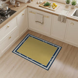 Yellow Area Rug with Navy Geometric Border