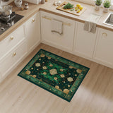 Emerald Green Gold Geometric Modern Rug