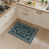 Navy Blue Traditional Persian Area Rug with Ornate Ivory Motifs