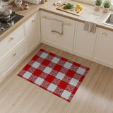 Bold Red White Wavy Checkered Rustic Rug