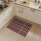 Burgundy Gingham Check Area Rug