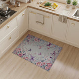 Vintage Pink Roses Butterflies Floral Area Rug