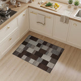 Modern Geometric Patchwork Area Rug in Brown Beige
