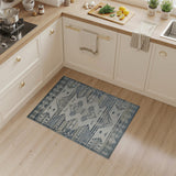 Southwestern Blue and Teal Blue Teal Southwestern Geometric Area Rug