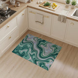 Iridescent Green Marble Swirl Area Rug