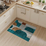Teal Orange Abstract Geometric Area Rug