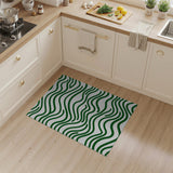 Green Wavy Line Area Rug