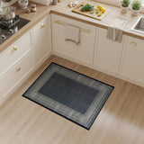 Modern Grey Geometric Border Area Rug