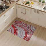 Abstract Area Red Wavy Abstract Area Rug