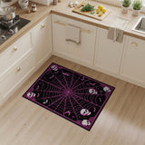 ODIKA Pink Gothic Skull Spiderweb Washable Rug - Low Pile Spooky Decor