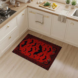 Gothic Halloween Bats Pumpkins Red Area Rug