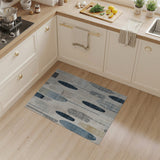 Blue Teal Oval Abstract Geometric Area Rug