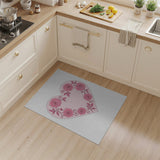 Romantic Pink Roses Heart Wreath Area Rug