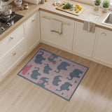 Playful Grey Elephants Pink Nursery Area Rug