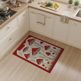 Red Whimsical Red Mushroom Meadow Area Rug