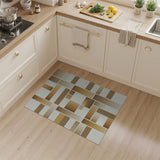 Layered Tan Brown Geometric Area Rug
