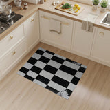 Distressed Black White Checkered Area Rug