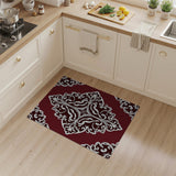 Elegant Red Damask Lace Area Rug