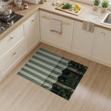 Vintage Green White Striped Awning Rug