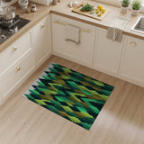 Layered Evergreen Forest Geometric Area Rug