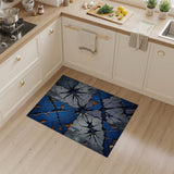Shattered Blue Fractal Geometric Area Rug