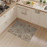 Beige Daisy Floral Line Art Area Rug