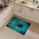 Majestic Sea Turtle Teal Area Rug