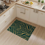 Teal Gold Geometric Zigzag Area Rug
