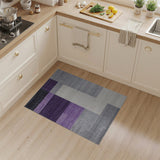 Purple Purple Grey Geometric Block Area Rug