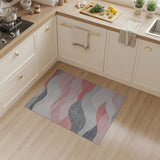 Multi-color and Patterns Abstract Wavy Pink Grey Area Rug