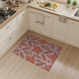 Pink Orange Fern Leaf Area Rug