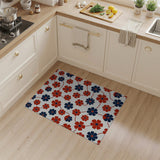 Red Navy Floral Vine Area Rug